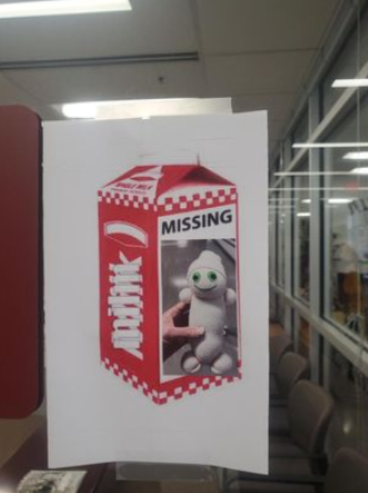A poster for a missing sock baby.