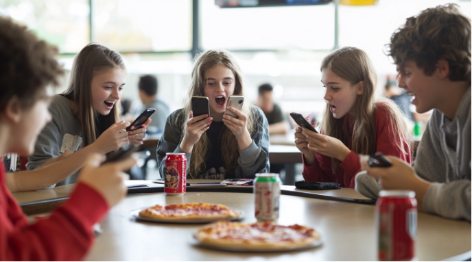 Teens enjoying lunch  stockcake.com, CC0 1.0